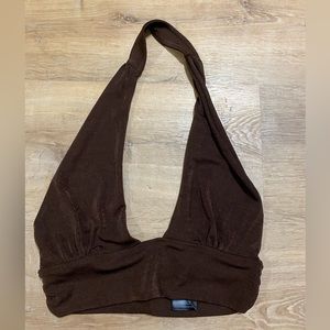Brown halter crop top 🤎